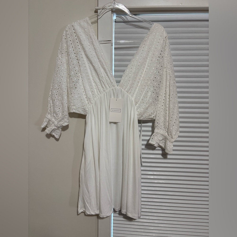 Elegant White Eyelet Dress